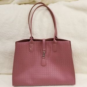Mauve pink faux leather tote shoulder bag ulta new